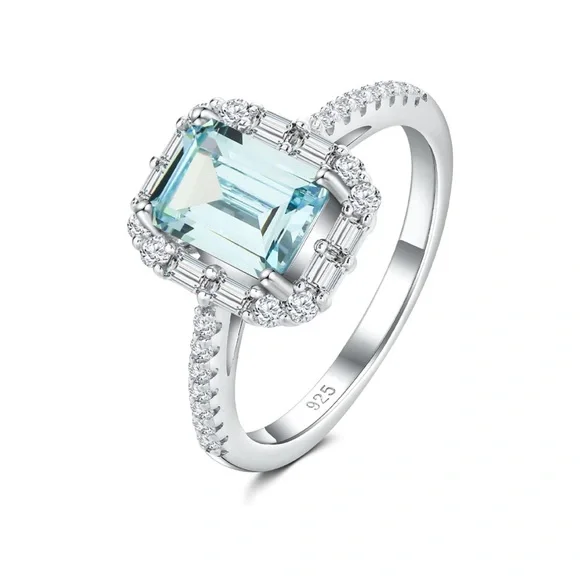 ✨ Vintage Glam RingEmerald Cut Halo DiamondsWhite Gold & Sterling Silver ✨